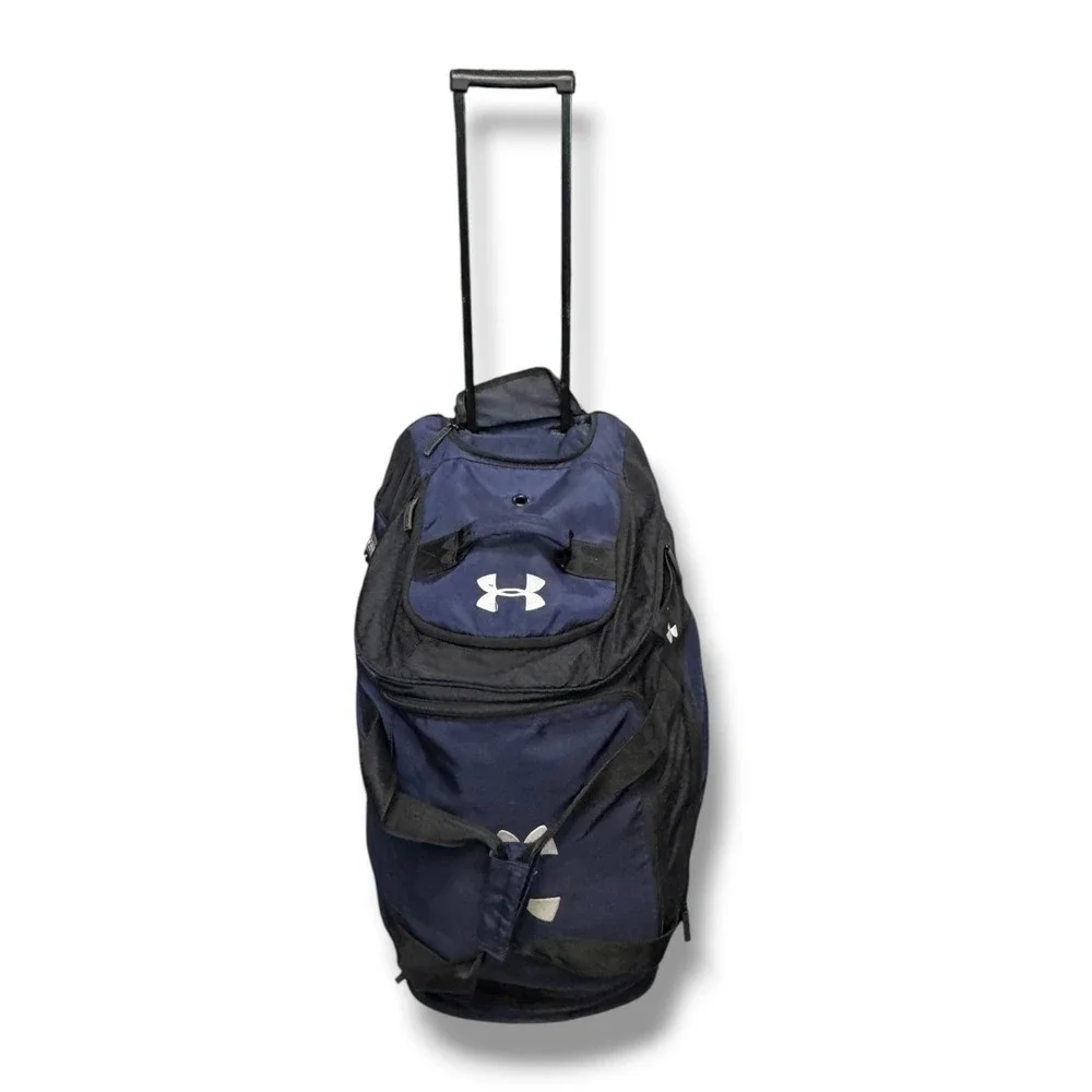 Under Armour Navy Blue Rolling Duffle Bag Large Travel Luggage Wheel Suitcase UA